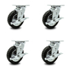 Service Caster 6 Inch Black Pneumatic Wheel Swivel Casters with Brakes and Bolt Swivel Lock Set SCC-100S150-PNB-TLB-BSL-4